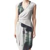 Reiss Draped Printed Dress in Green (pale grey) - Lyst