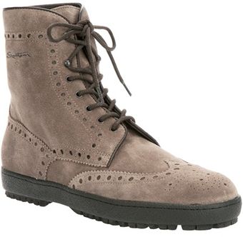 Santoni Brogue Boot - Lyst