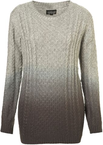 Topshop Knitted Dip Dye Cable Jumper - Lyst