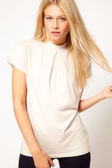 ASOS Collection Asos Top with Pleat Front and High Neck - Lyst
