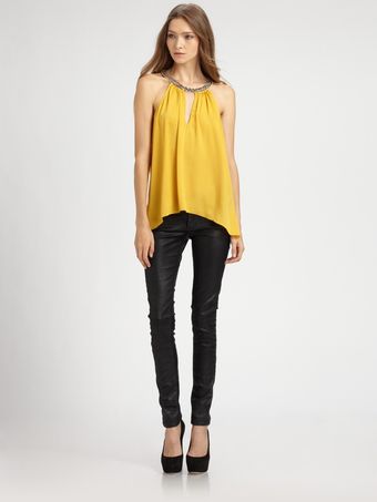 BCBGMAXAZRIA Embellished Keyhole Top - Lyst