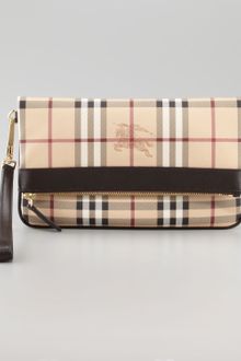 Burberry Leather Trim Check Wristlet - Lyst