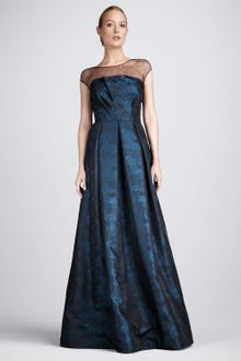 David Meister Signature Jacquard Illusion Gown - Lyst