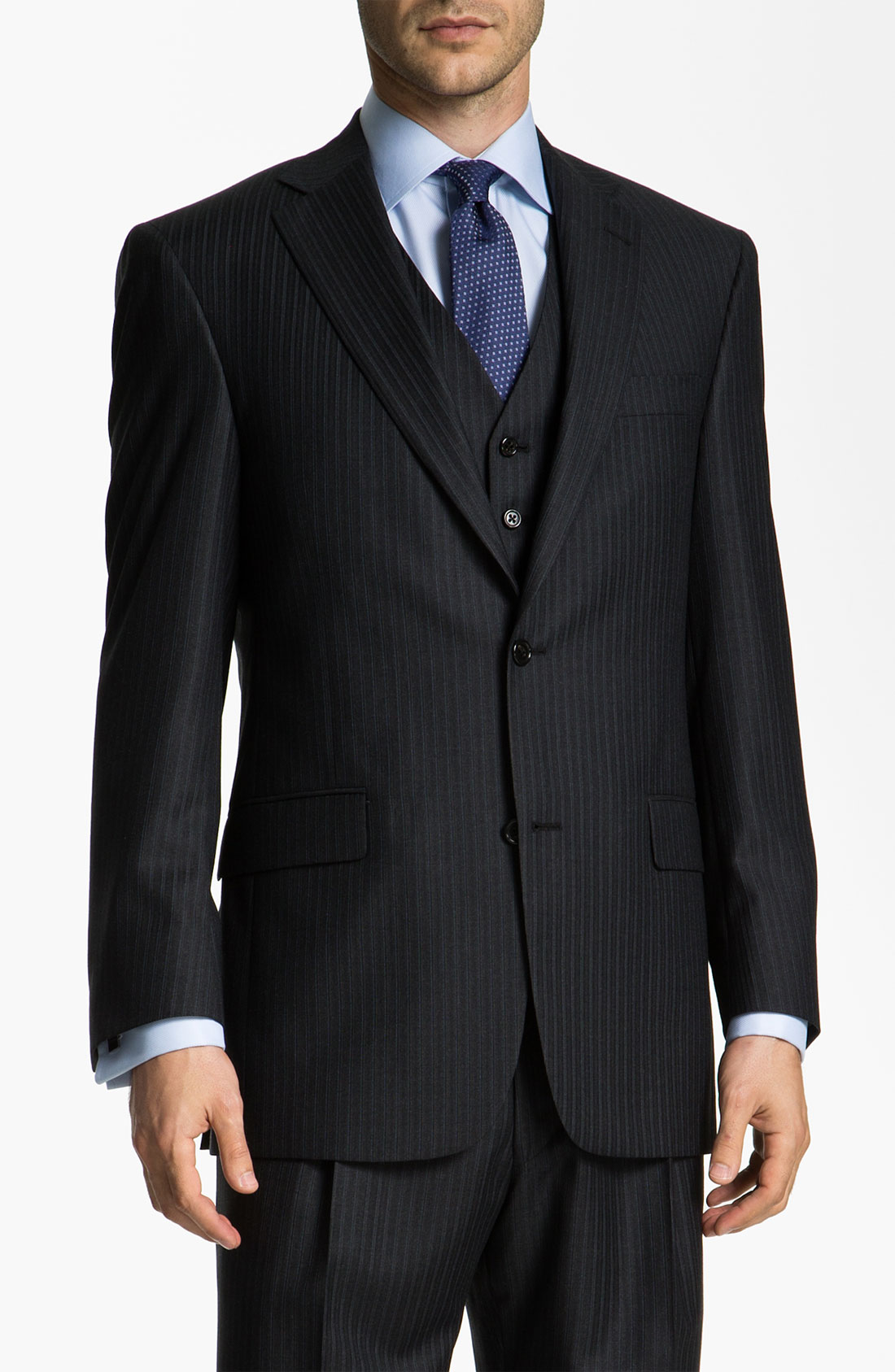 Hart Schaffner Marx Stripe Three Piece Suit in Gray for Men (grey