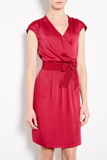 Love Moschino Red Cap Sleeve Silk Mix Dress - Lyst