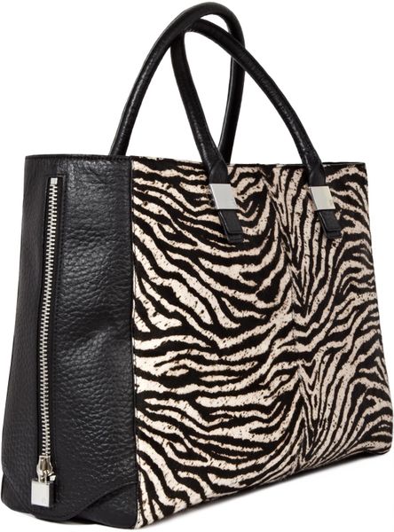 Reiss Large Printed Tote Bag in Black (blackwhite)