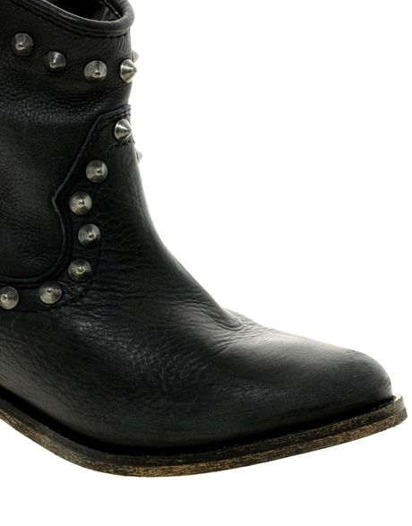 black flat ankle boots with studs