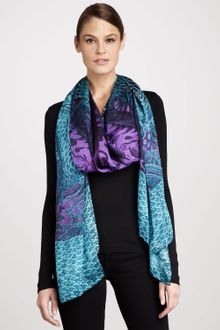 Roberto Cavalli Dragon Silk Chiffon Stole Blue - Lyst