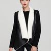 Sam Edelman Sherpa Wrap Coat with Knit Sleeves in Black - Lyst