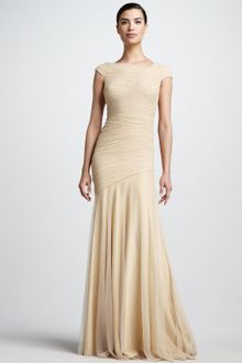 Tadashi Shoji Asymmetric Ruched Gown - Lyst