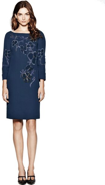 Tory Burch Issy Beaded Dress in Blue - Lyst