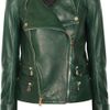 Balmain Leather Jacket in Green - Lyst