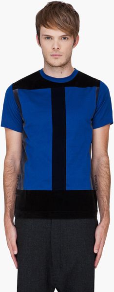 Christopher Kane Blue Flock Panel Tshirt in Blue for Men - Lyst