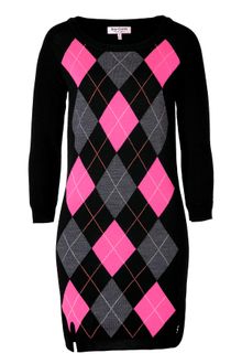 Juicy Couture Black Edie Argyle Wool Dress - Lyst