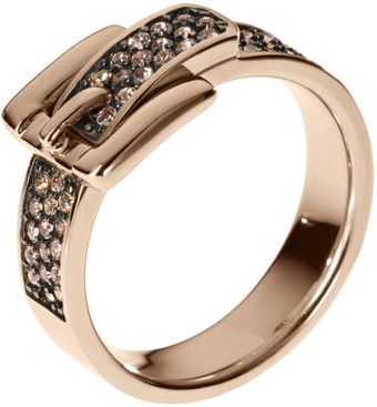 Michael Kors Pave Buckle Ring Rose Golden - Lyst