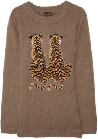 Mulberry Tiger Intarsia Angora Blend Sweater - Lyst