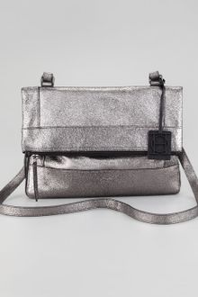 Olivia Harris Metallic Unzipped Foldover Messenger Bag - Lyst