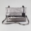 Olivia Harris Metallic Unzipped Foldover Messenger in Silver (metallic) - Lyst