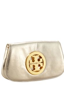 Tory Burch Metallic Logo Clutch with Chain - Lyst