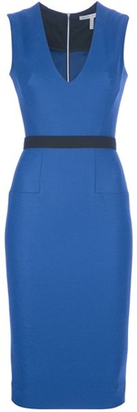 Victoria Beckham Sleeveless Dress in Blue - Lyst