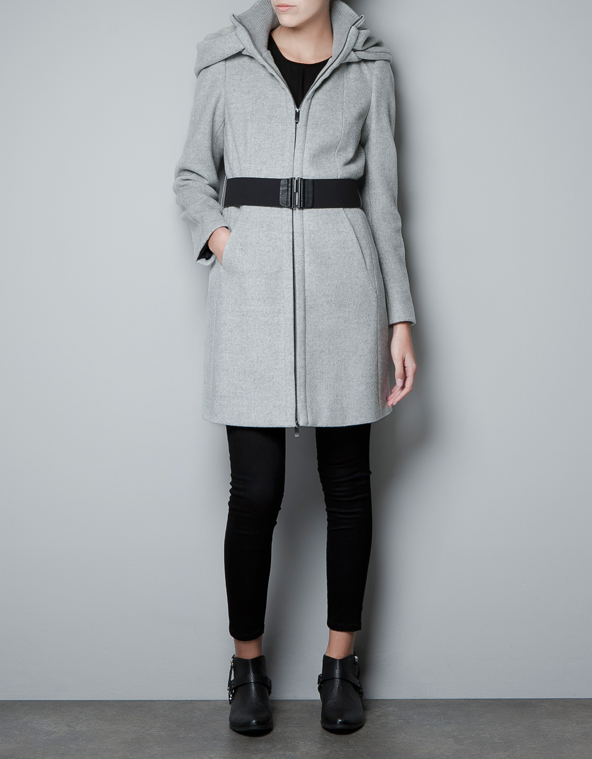 Zara Coat with Wrap-Around Collar in Gray (not available) | Lyst