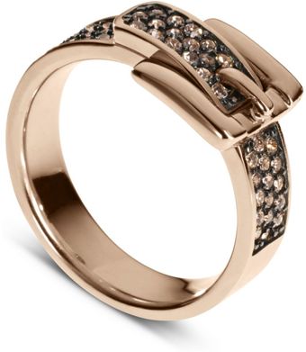 Michael Kors Rose Gold Pave Crystal Buckle Ring - Lyst
