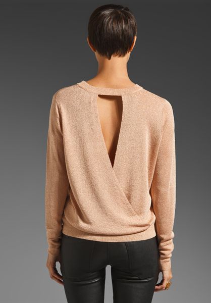Parker Glimmer Knit Open Back Sweater in Beige (apricot) | Lyst