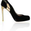 Stella Mccartney Metalheel Velvet Pumps in Black (gold) - Lyst