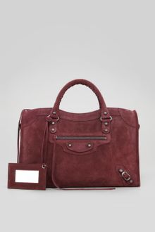 Balenciaga Baby Daim Suede Classic City Bag Bordeaux - Lyst