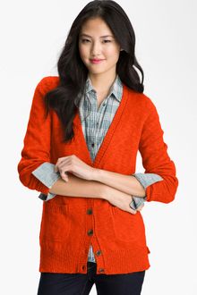 Caslon® Slub Knit Button Front Cardigan - Lyst