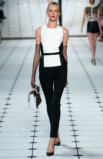 Jason Wu Leather Lace Racerback Shell - Lyst