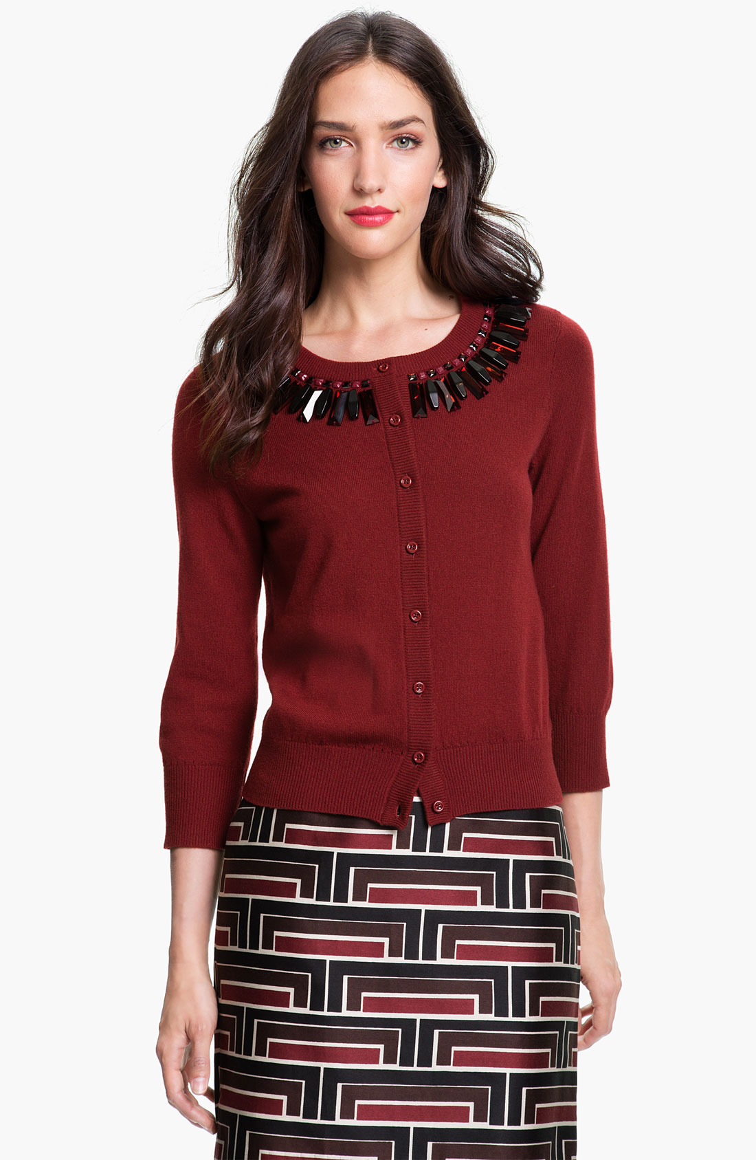 Kate Spade Kati Embellished Cardigan in Purple (russet) Lyst