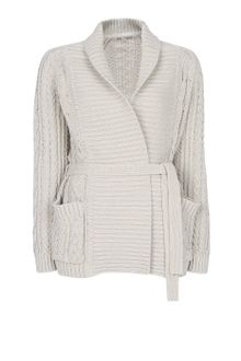 Mango Cable Knit Cotton Cardigan - Lyst