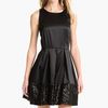 Taylor Dresses Sequin Hem Satin Fit Flare Dress in Black - Lyst