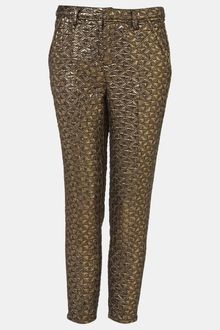 Topshop Metallic Jacquard Crop Cigarette Pants - Lyst