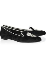 Alexander McQueen Sequin Skull-Embellished Suede Loafers