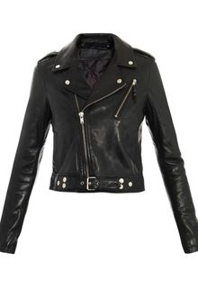 Blk Dnm Cropped Biker Leather Jacket - Lyst