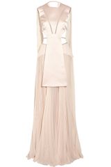Esteban Cortazar Cutout Satin and Chiffon Gown