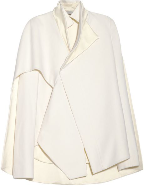 Esteban Cortazar CapeBack WoolBlend and Duchess Satin Jacket in White (ivory) - Lyst