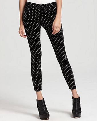 Free People  Polka Dot Stretch Velvet Crop Pants - Lyst