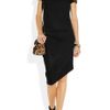 Halston Heritage Leather Detailed Wool Jersey Dress in Black - Lyst