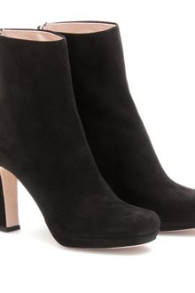 Miu Miu Suede Platform Booties - Lyst