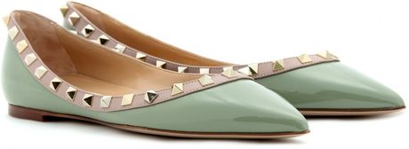 Valentino Rockstud Leather Ballerinas in White - Lyst