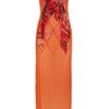 Vera Wang Organza and Mesh Paneled Silk Chiffon Gown in Orange - Lyst