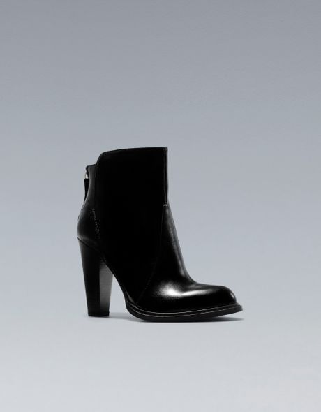 Zara Ankle Boot with Zip in Black | Lyst