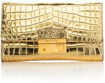 Michael Kors Accessories Resort Gia Embossed Croc Clutch - Lyst