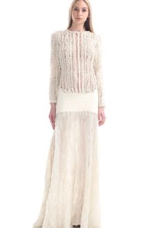 Paula Raia Summer Off White Textured Illusion Gown - Lyst