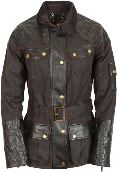 Temperley London Barbour Bay Biker Jacket in Brown (brown/black) - Lyst
