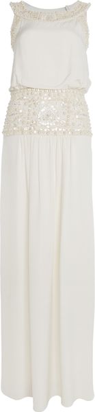 Temperley London Long Deco Beaded Dress in White (ivory) - Lyst