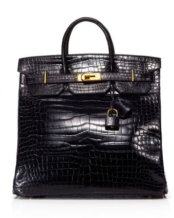 Vintage Hermès From Heritage Auctions Black Shiny Porosus Crocodile Hac Birkin - Lyst
